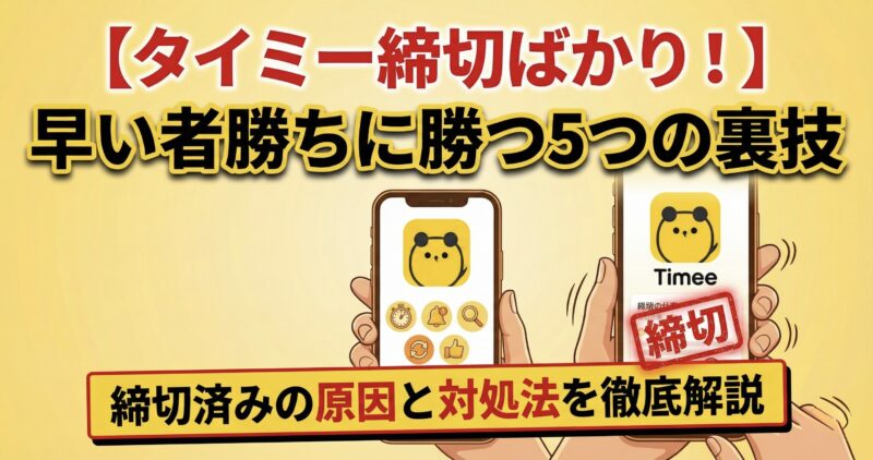 タイミー締切ばかり 早い者勝ち