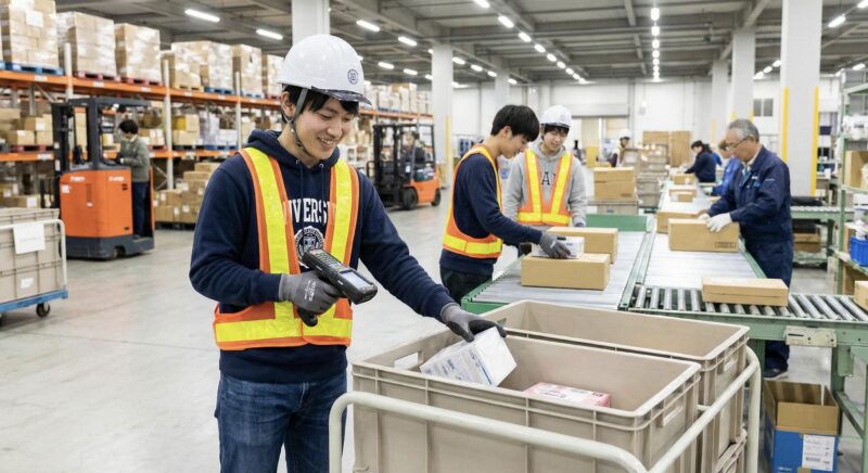 タイミーなどのスキマバイトで募集が多い倉庫内軽作業（ピッキング）のイメージ