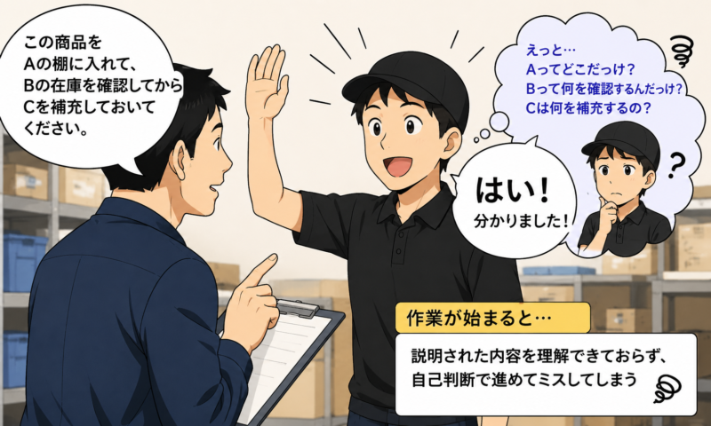 タイミーで説明を理解していないのに元気よく返事をしてミスする人