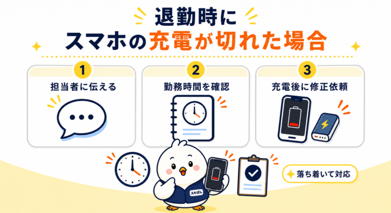 タイミーで退勤時にスマホの充電が切れた場合の対処法