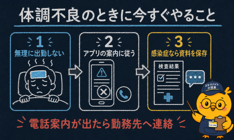 タイミーで体調不良になったときにキャンセル前後でやること