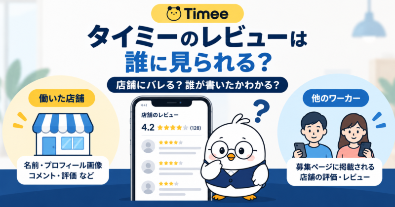 タイミーのレビューは店舗や他のワーカーに見られる?公開範囲を解説
